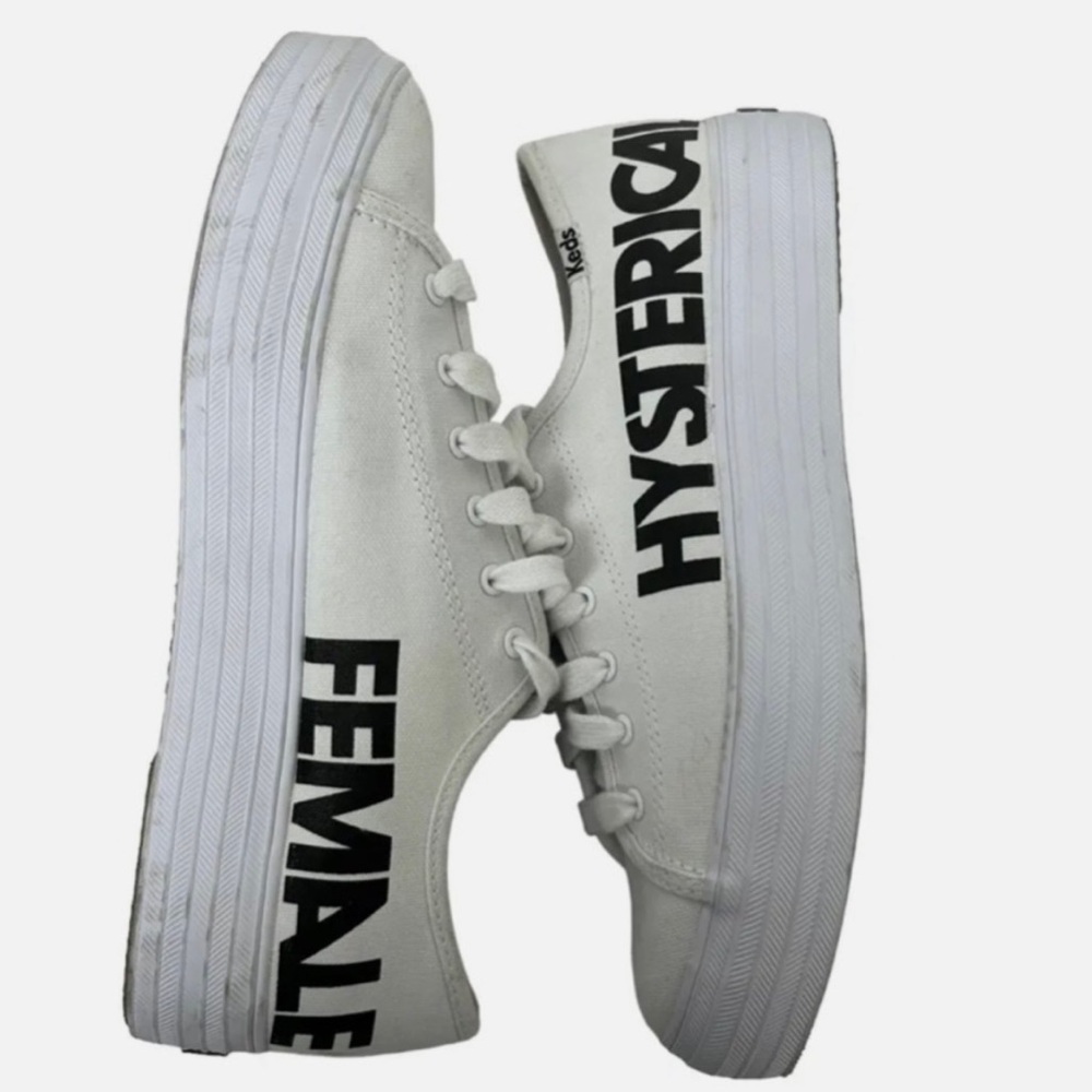 Rachel Antonoff X Keds Hysterical Female White Sneakers with Black Lettering